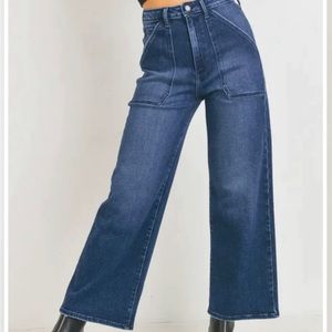 Just black denim utility style pant